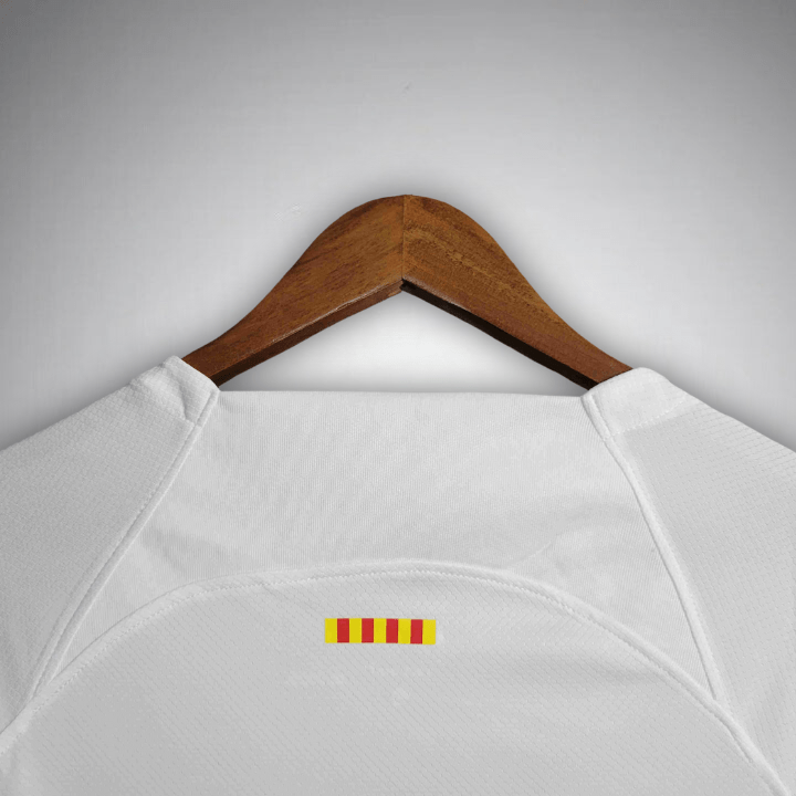 23/24 FC Barcelona Weißes Auswärts-Trikot mit langen Ärmeln