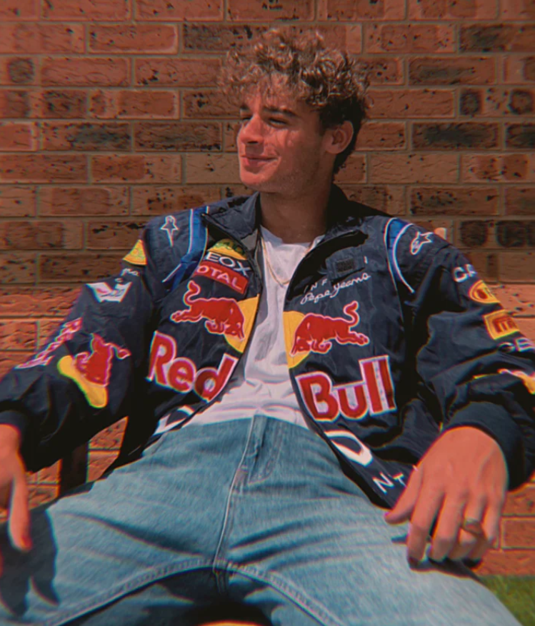 Red Bull Racing F1 Team Jacket - Navy Blue Motorsport Bomber with Embroidered Sponsors