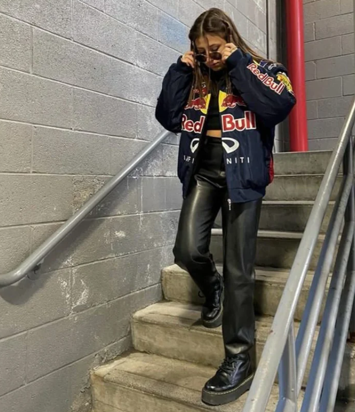 Veste Équipe de Course Red Bull Racing F1 – Bomber Motorsport Bleu Marine avec Sponsors Brodés