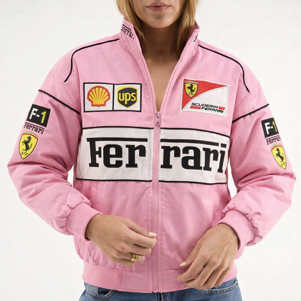 Veste de Course Vintage Ferrari F1 Rose