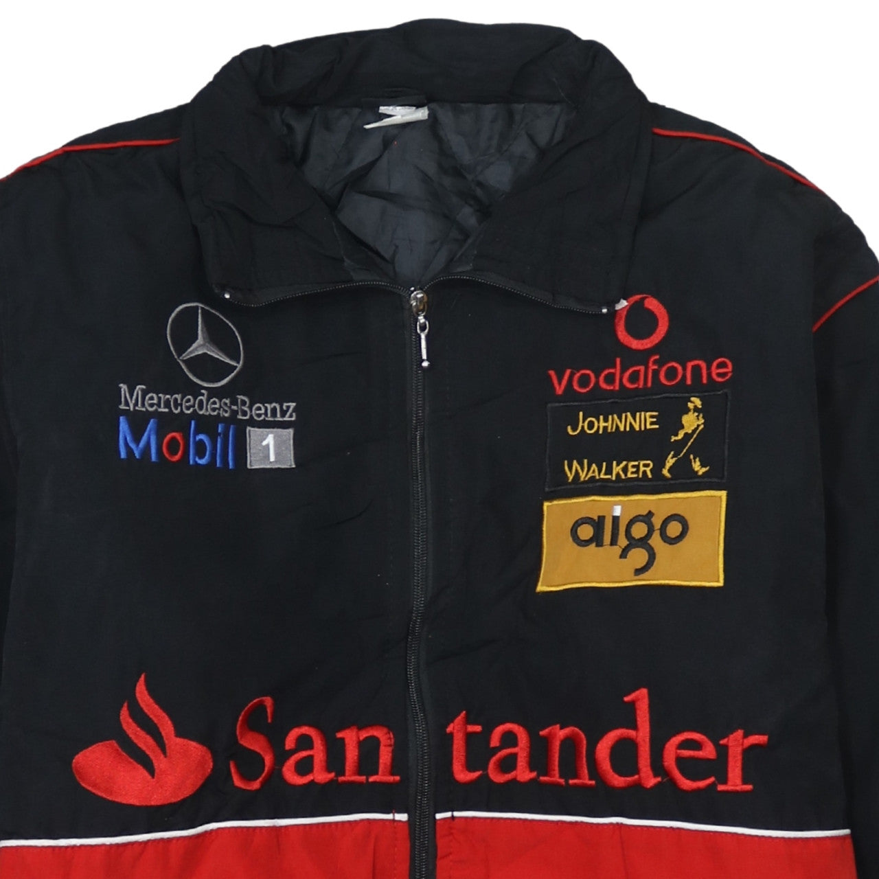 Chaqueta Nascar Mercedes-Benz negra y roja para hombre talla XLarge con logos bordados McLaren Bomber de carreras