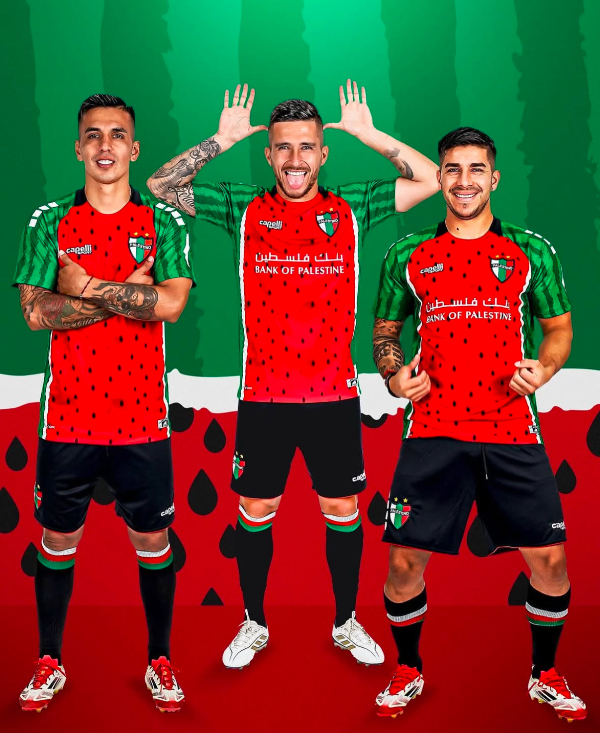 Palästina Wassermelone Fußballtrikot Pelestino 2025/2026