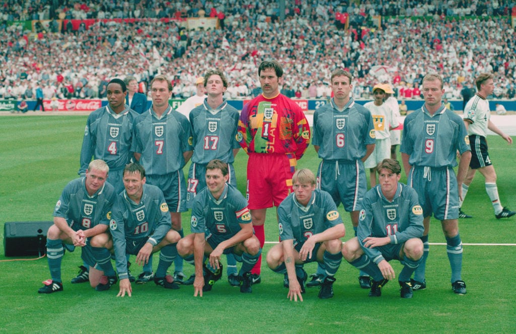 Camisola retro de visitante da Inglaterra 1996