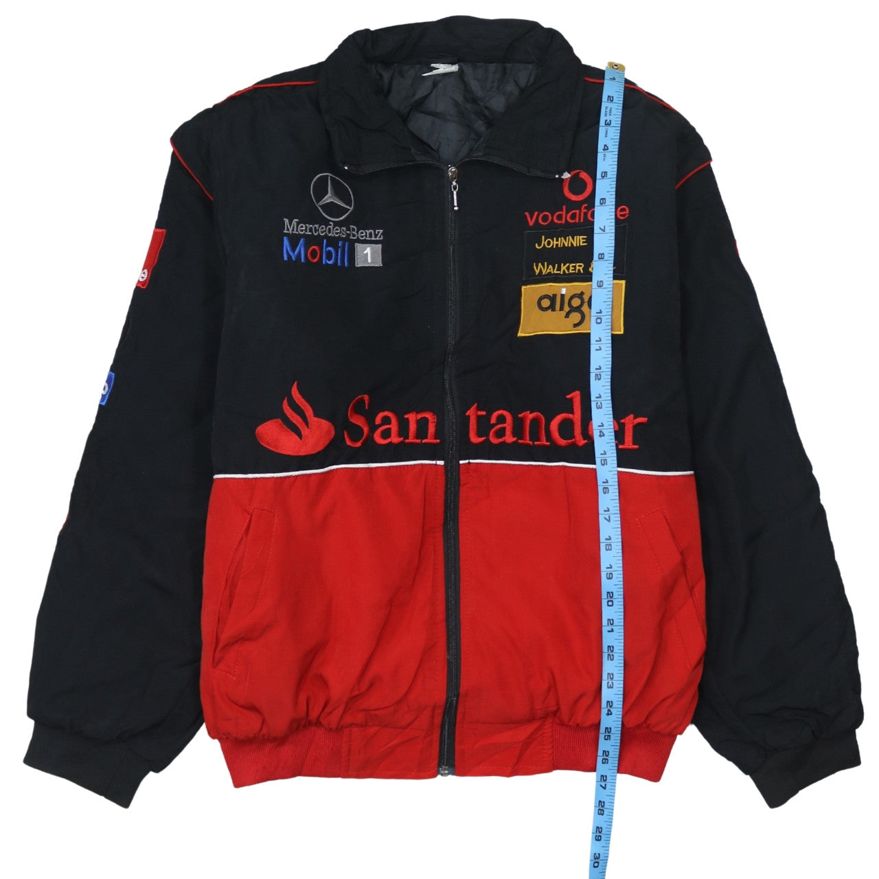 Chaqueta Nascar Mercedes-Benz negra y roja para hombre talla XLarge con logos bordados McLaren Bomber de carreras