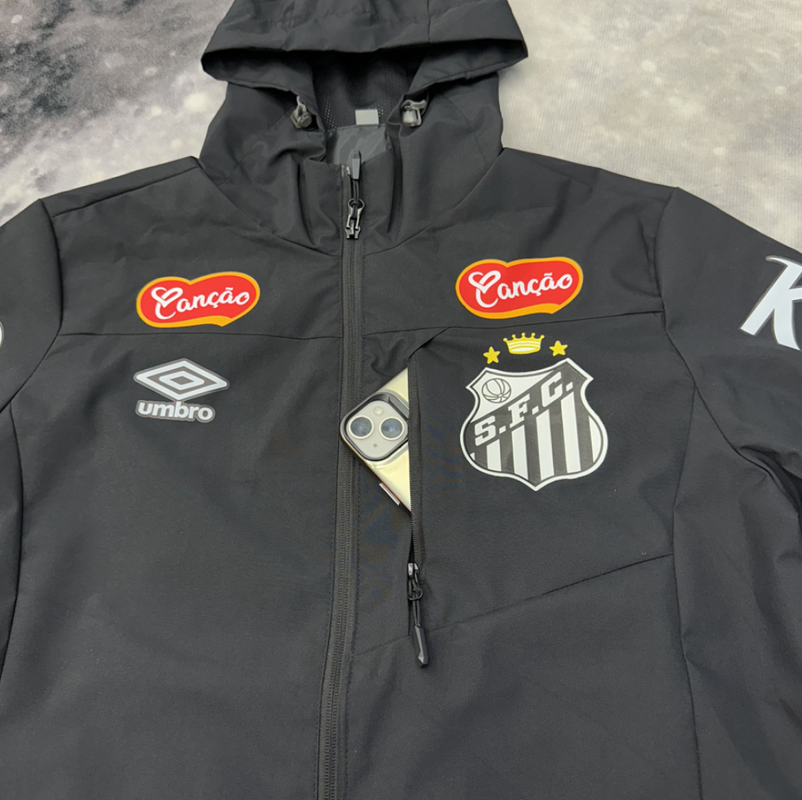 Santos Black Windbreaker Jacket