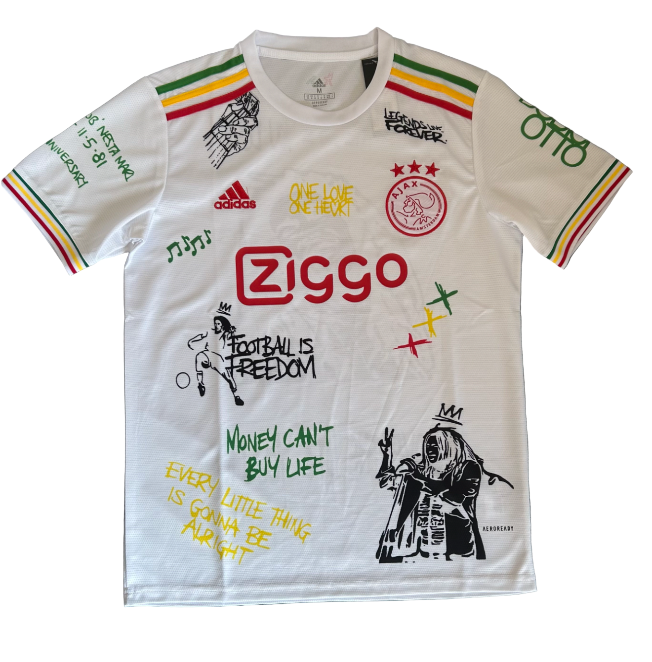 Maillot blanc Ajax Bob Marley