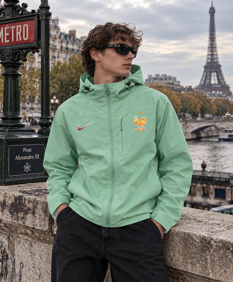 France Green Windbreaker Jacket