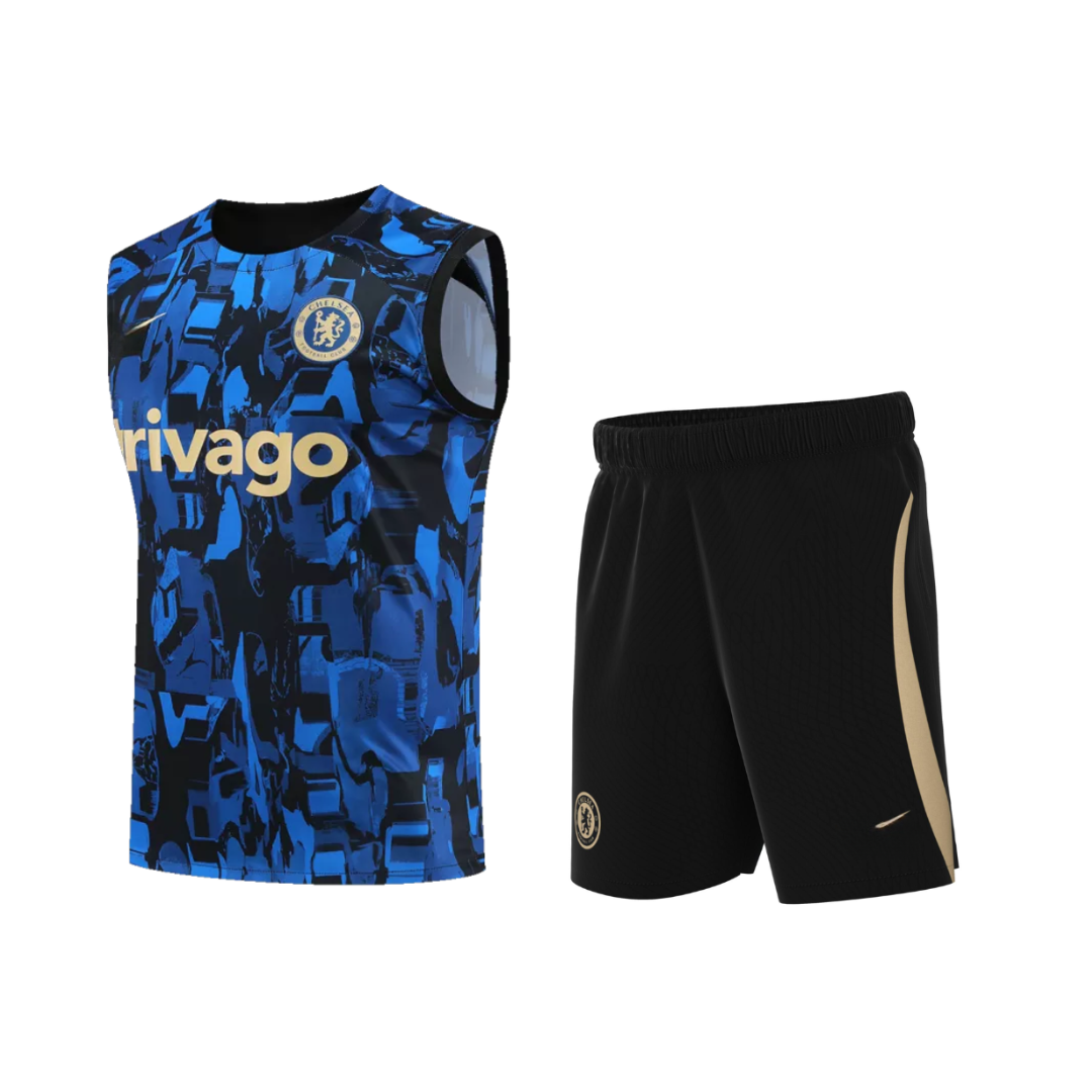 Conjunto de verano sin mangas negro de entrenamiento prepartido CHELSEA 2024/2025