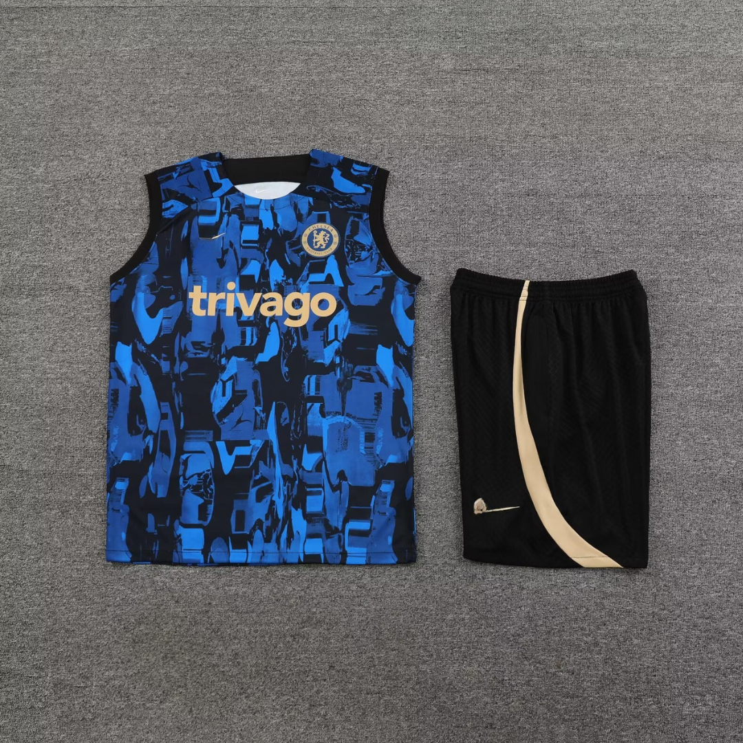 Conjunto de verano sin mangas negro de entrenamiento prepartido CHELSEA 2024/2025