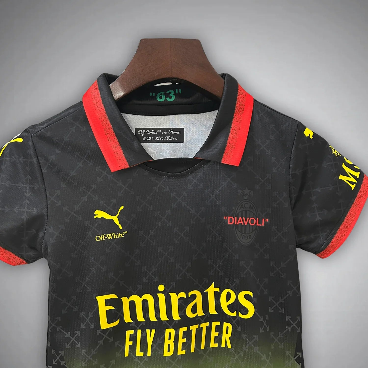 AC Milan x Off-White Schwarzes Kindertrikot 2025/2026