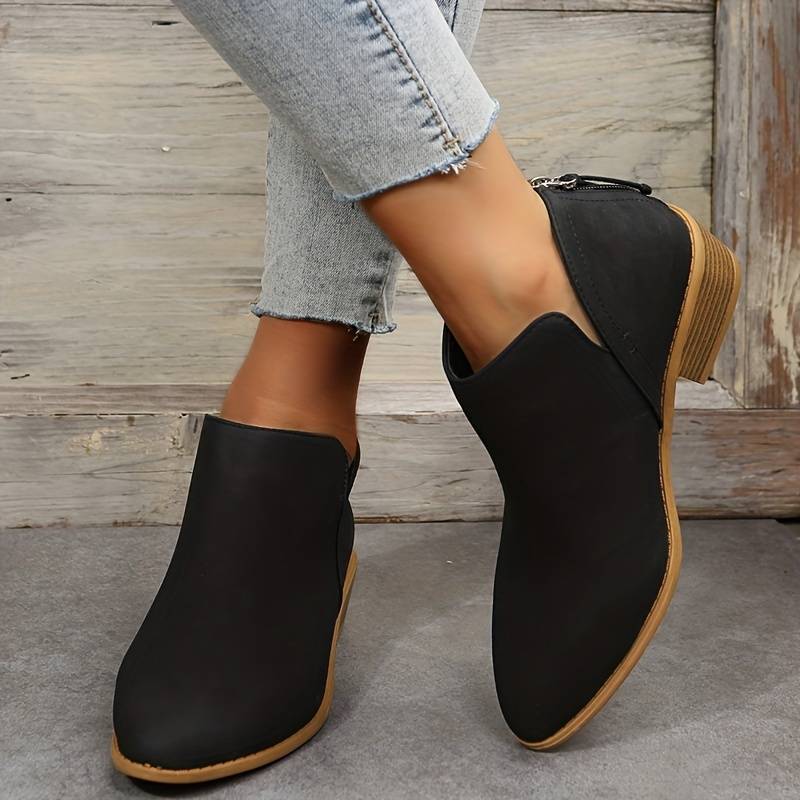 Damen Stiefeletten, niedriger Absatz, Schlupfdesign, lässig, für den Alltag