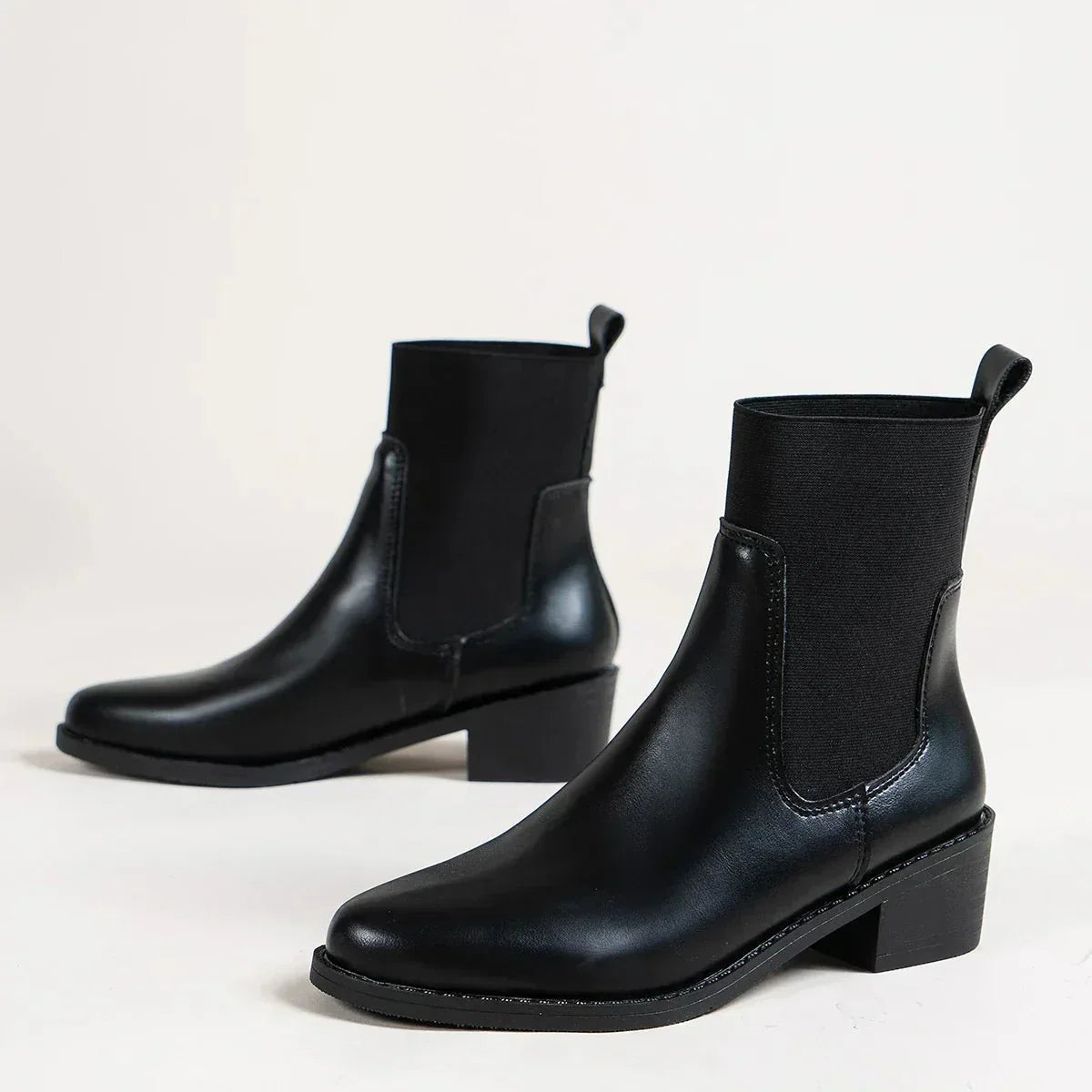 Damen Stiefel Chelsea Design Spitz zulaufende Zehen Blockabsatz Winter