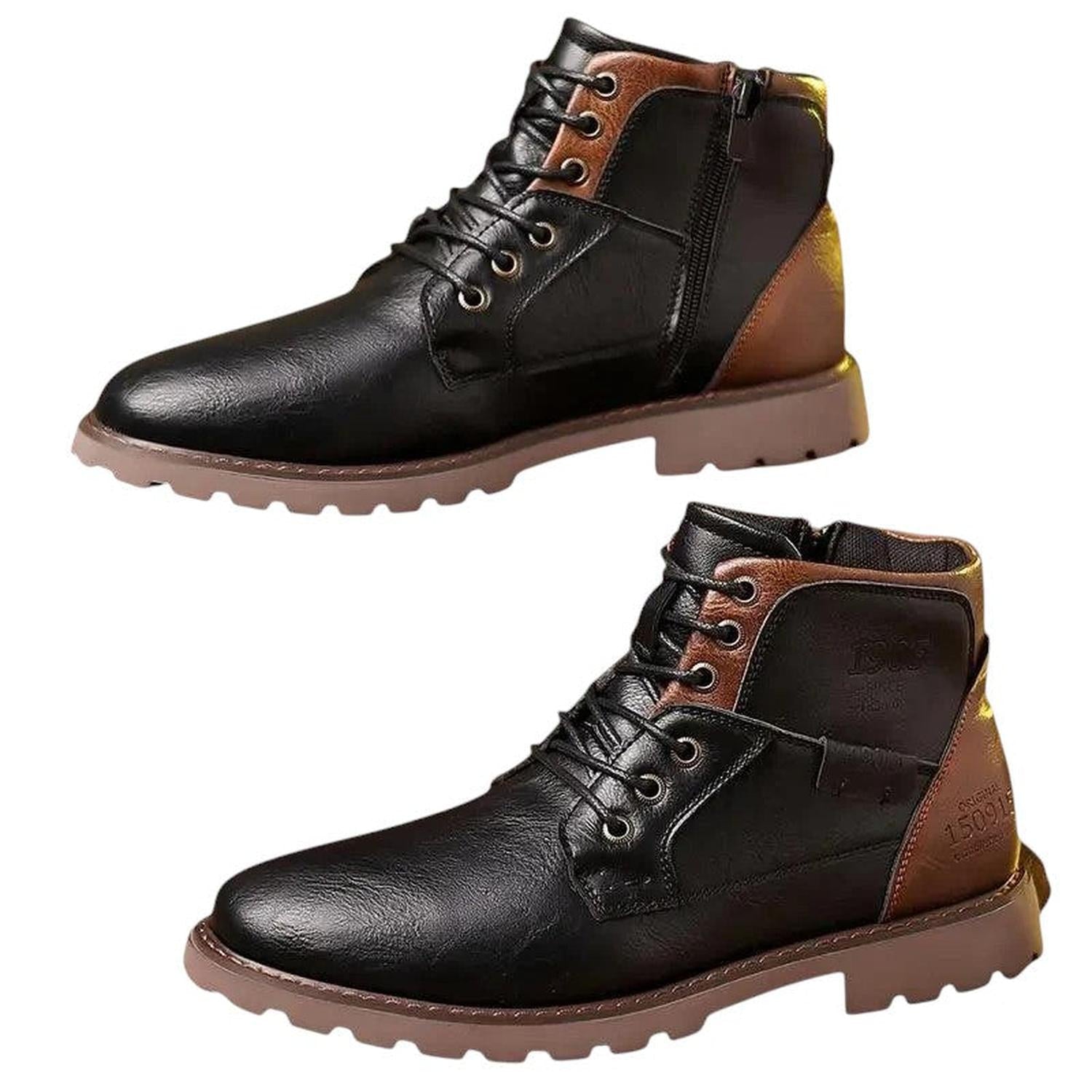 Botas de vestir para hombre, con cremallera, de cuero, elegantes y duraderas para tobillo