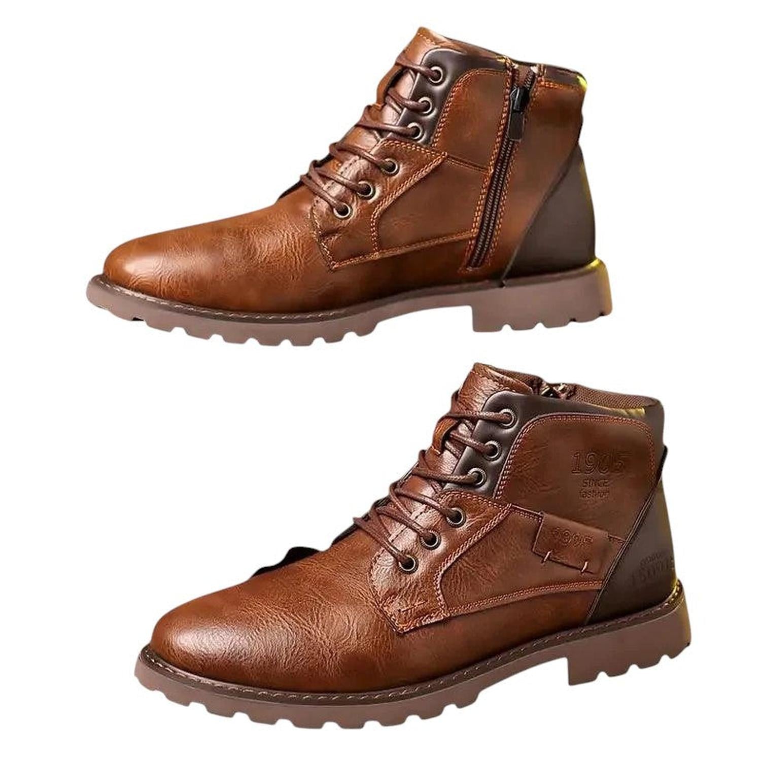 Botas de vestir para hombre, con cremallera, de cuero, elegantes y duraderas para tobillo