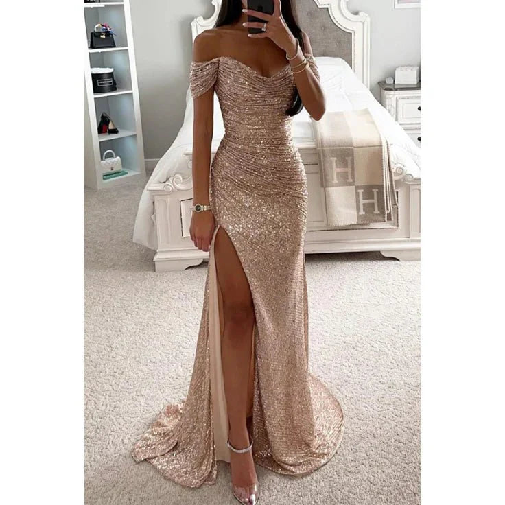 Abend-Maxikleid Damen Strass Elegant Kleid