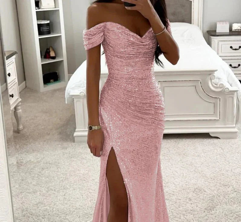 Abend-Maxikleid Damen Strass Elegant Kleid
