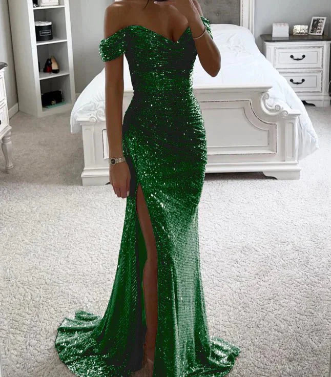 Abend-Maxikleid Damen Strass Elegant Kleid