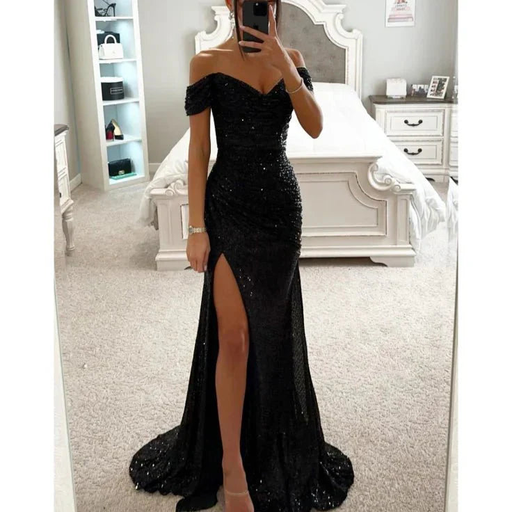 Abend-Maxikleid Damen Strass Elegant Kleid