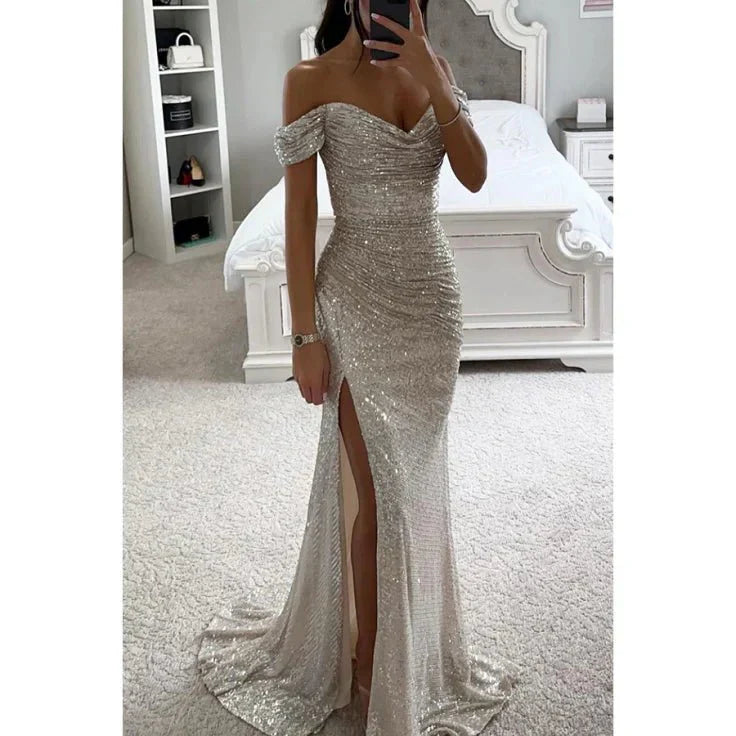 Abend-Maxikleid Damen Strass Elegant Kleid