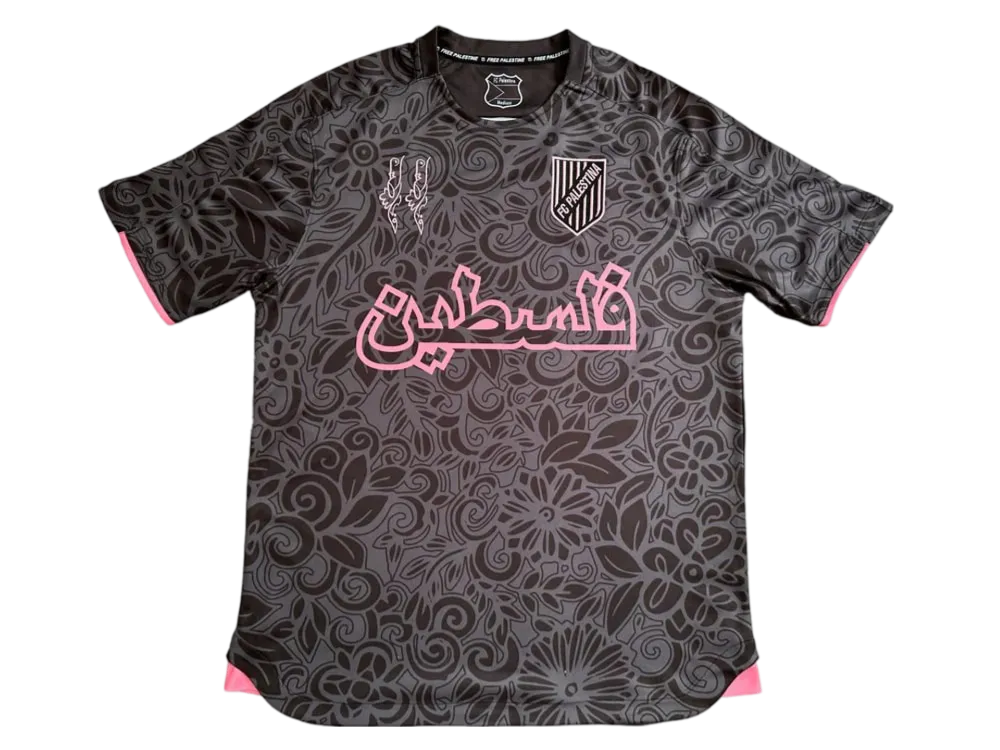 Camisola colaboração FC Palestina X Farrah Azam kit preto
