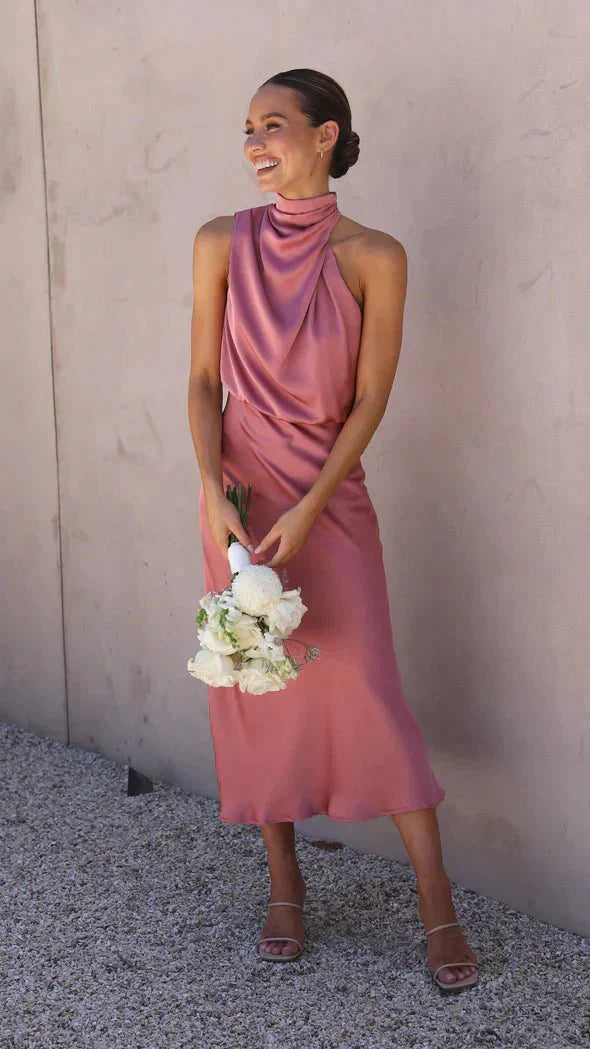 Abito da sera formale da donna elegante midi vestibilità stile chic