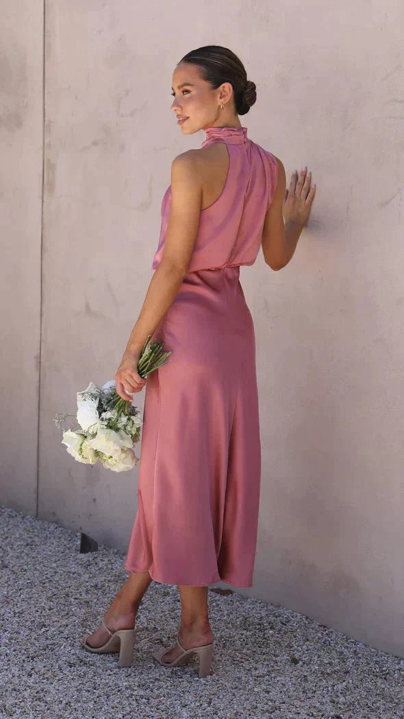 Abito da sera formale da donna elegante midi vestibilità stile chic