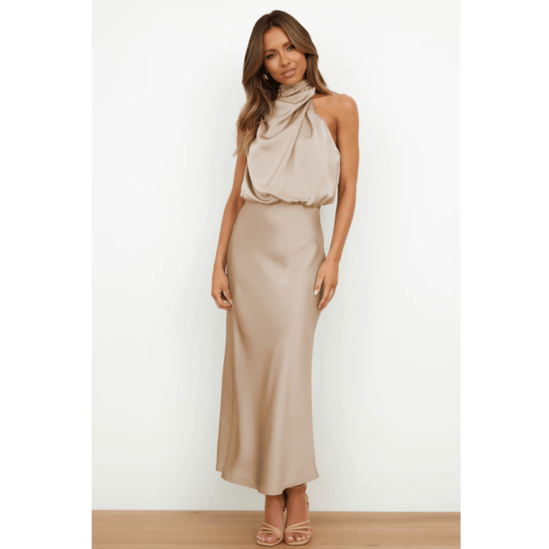 Abito da sera formale da donna elegante midi vestibilità stile chic