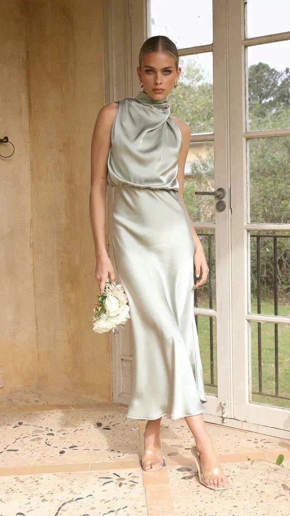 Abito da sera formale da donna elegante midi vestibilità stile chic