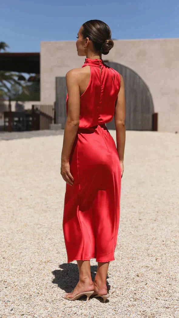 Abito da sera formale da donna elegante midi vestibilità stile chic