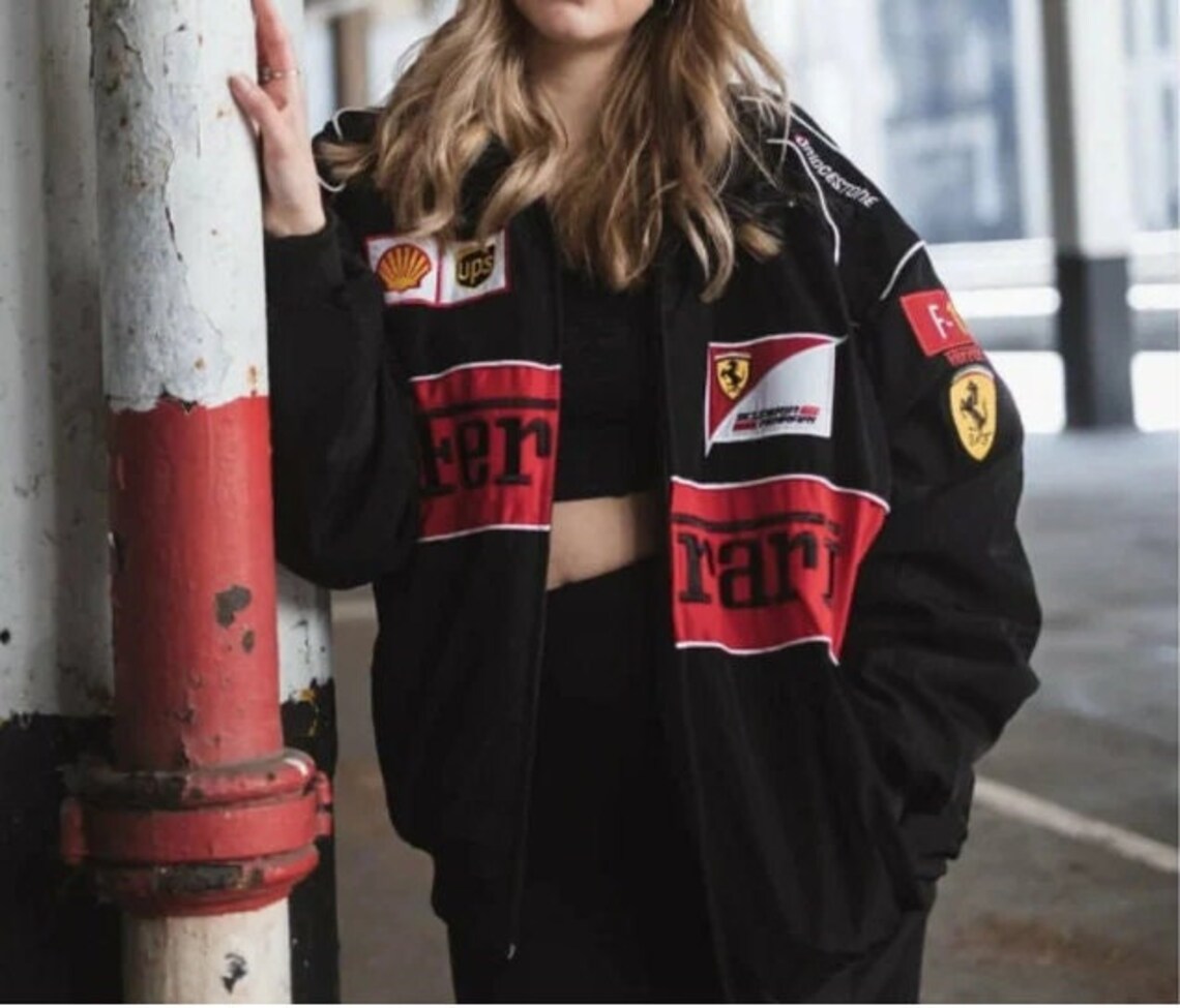 Rari F1 Racing Team Jacket – Black Scuderia Motorsport Zip-Up Coat
