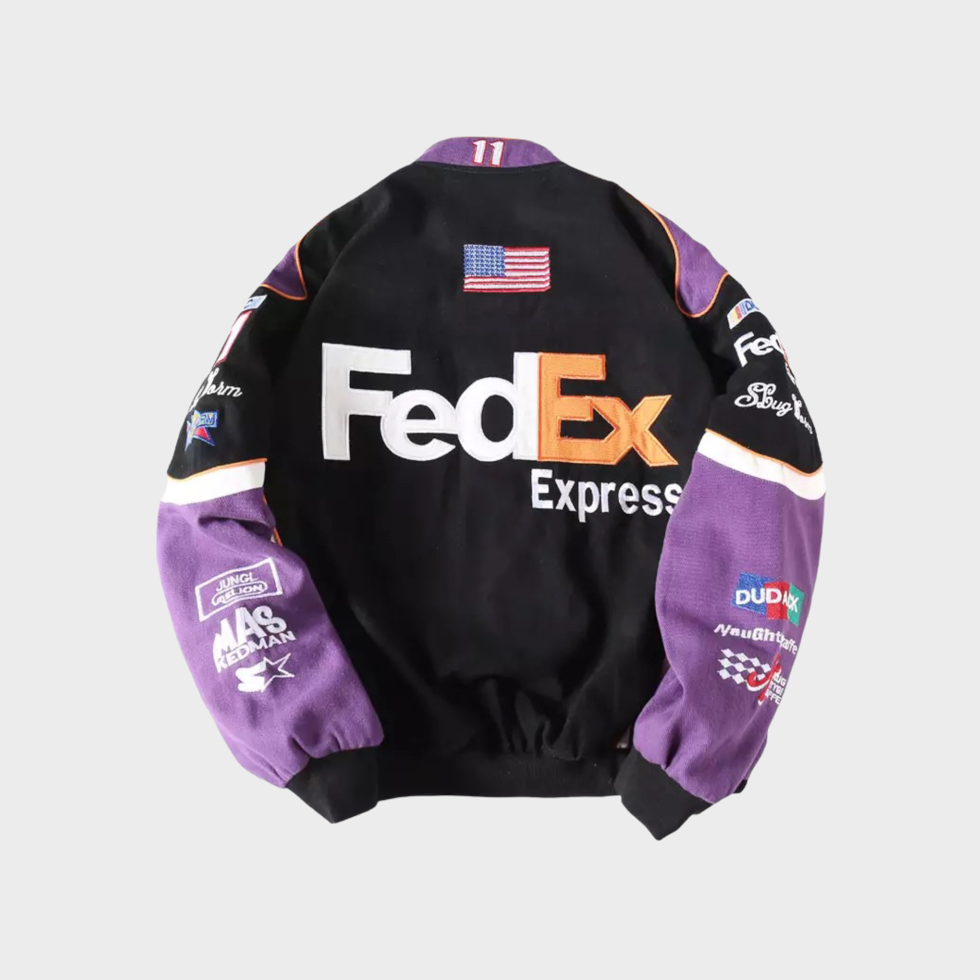 Veste de Course FedEx Nascar – Manteau Motorsport noir/violet brodé