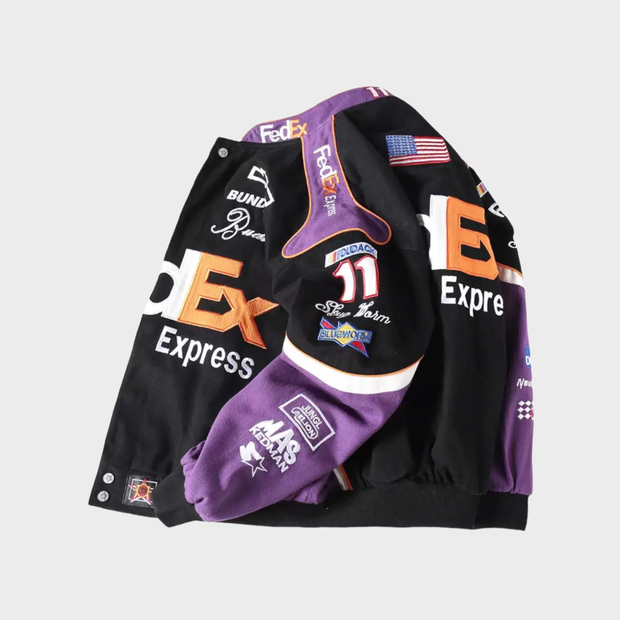 FedEx Nascar Racing Jacket – Embroidered Black/Purple Motorsport Coat