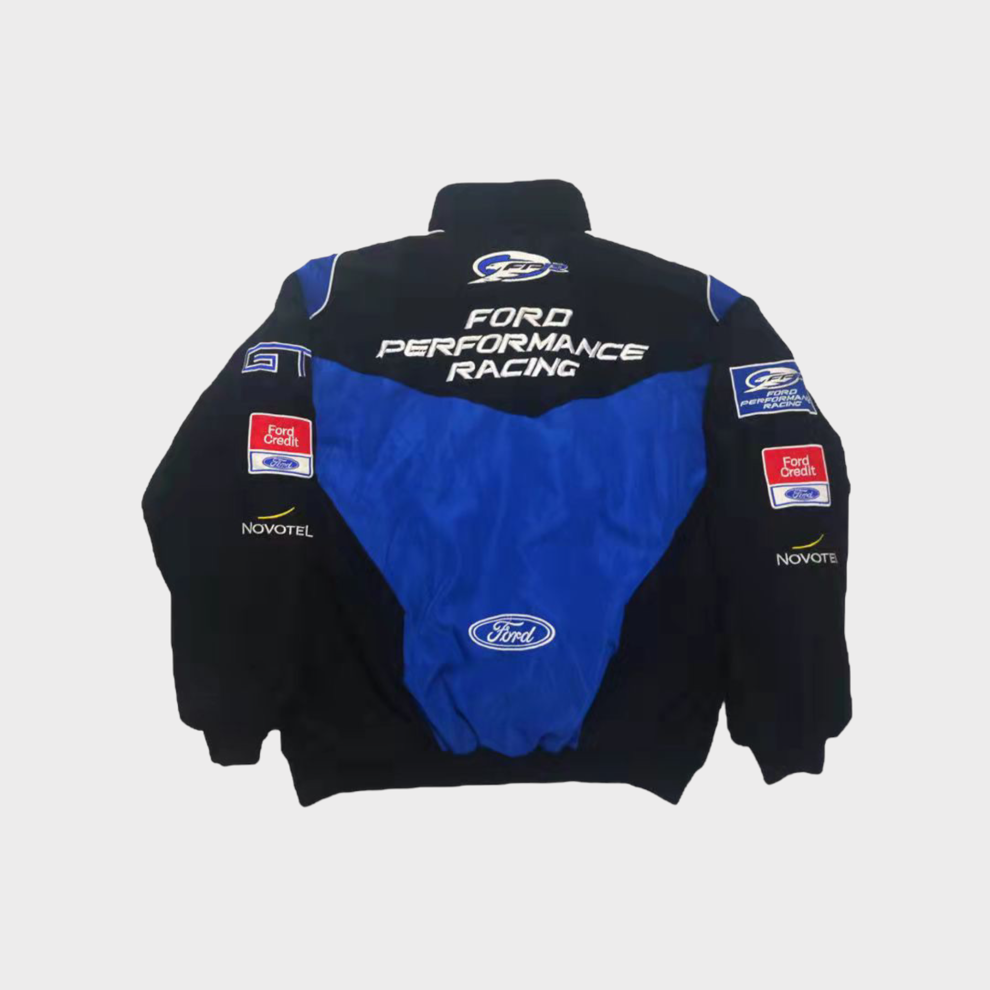 Veste Équipe de Course Ford Performance – Manteau Zippé Motorsport Bleu & Noir