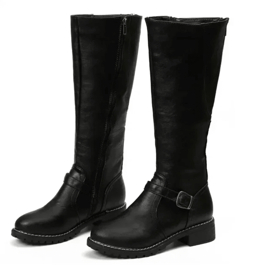 Damen kniehohe Stiefel, hoher Schaft, Reißverschluss