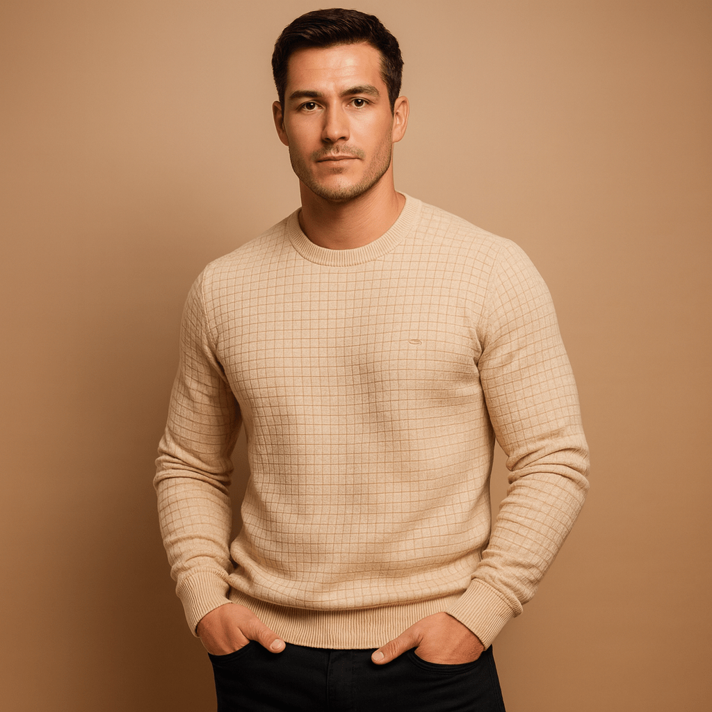 Suéter de punto para hombre, diseño cómodo y relajado