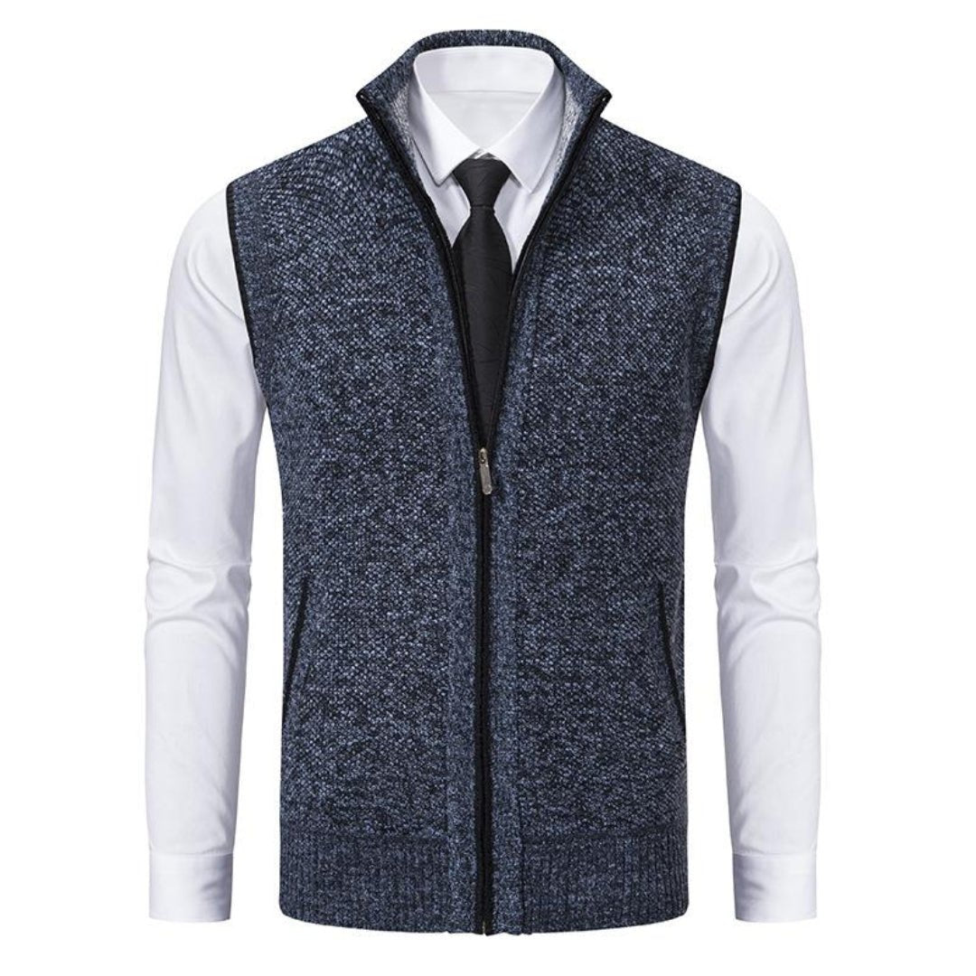 Gilet lavorato a maglia uomo, senza maniche, caldo per mezza stagione