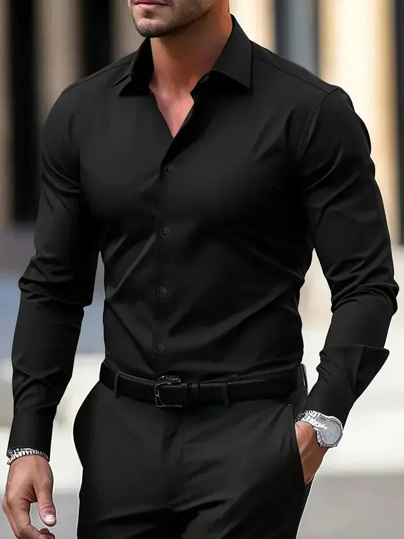 Men's Formal Shirt — Slim Fit Button Cuffs Structured Collar