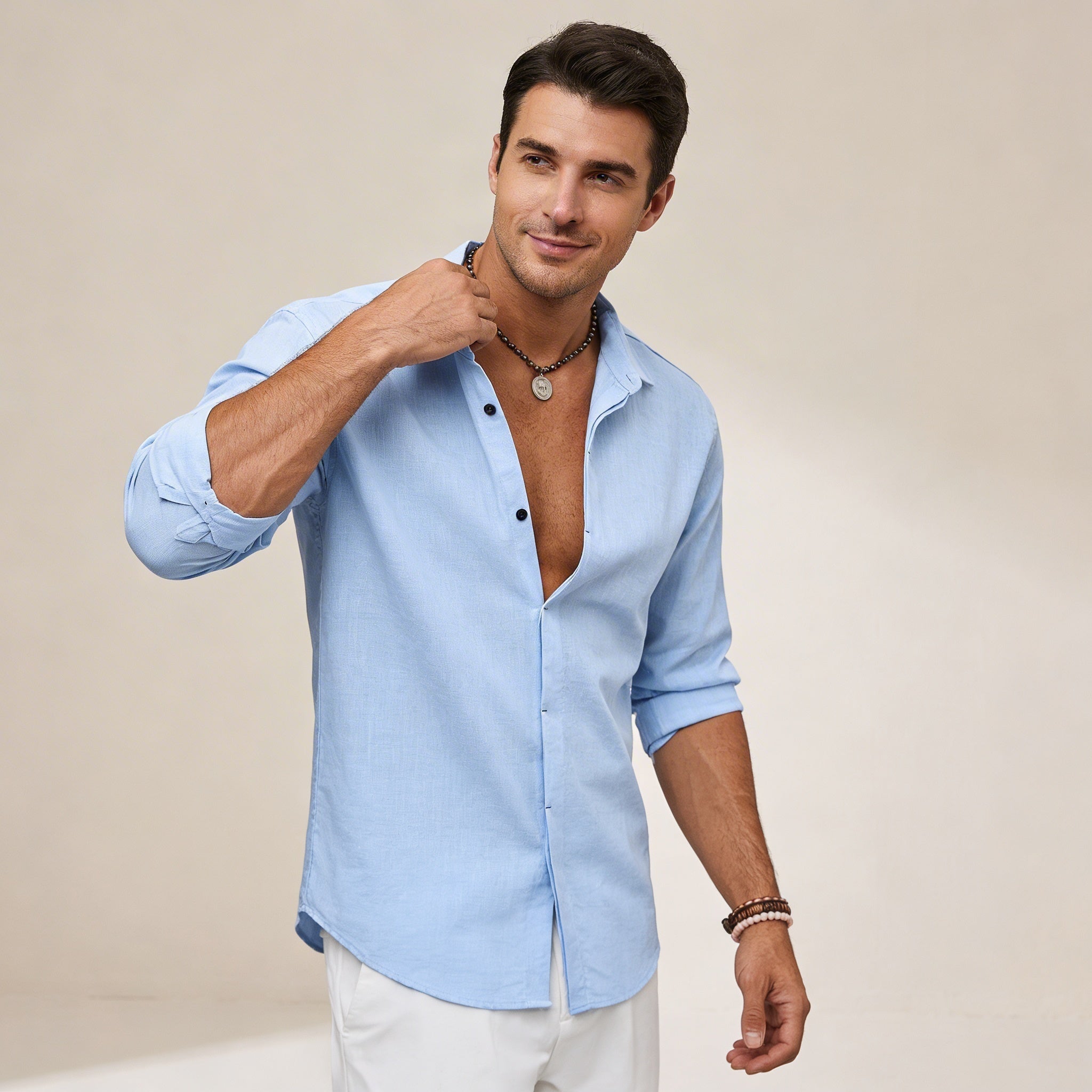 Camisa de lino para hombre — Ajuste slim, corte entallado y diseño estructurado