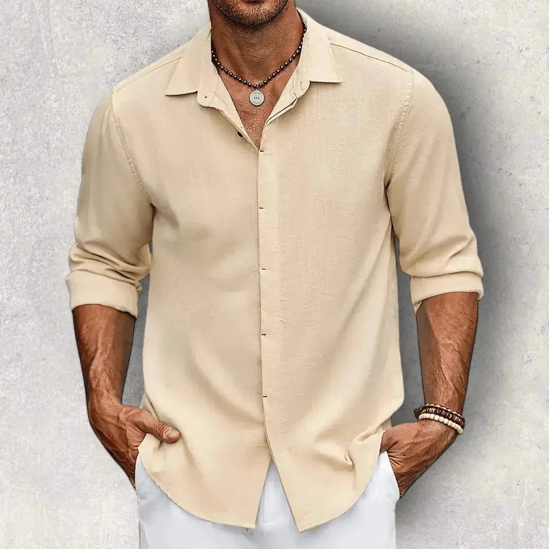 Camisa de lino para hombre — Ajuste slim, corte entallado y diseño estructurado