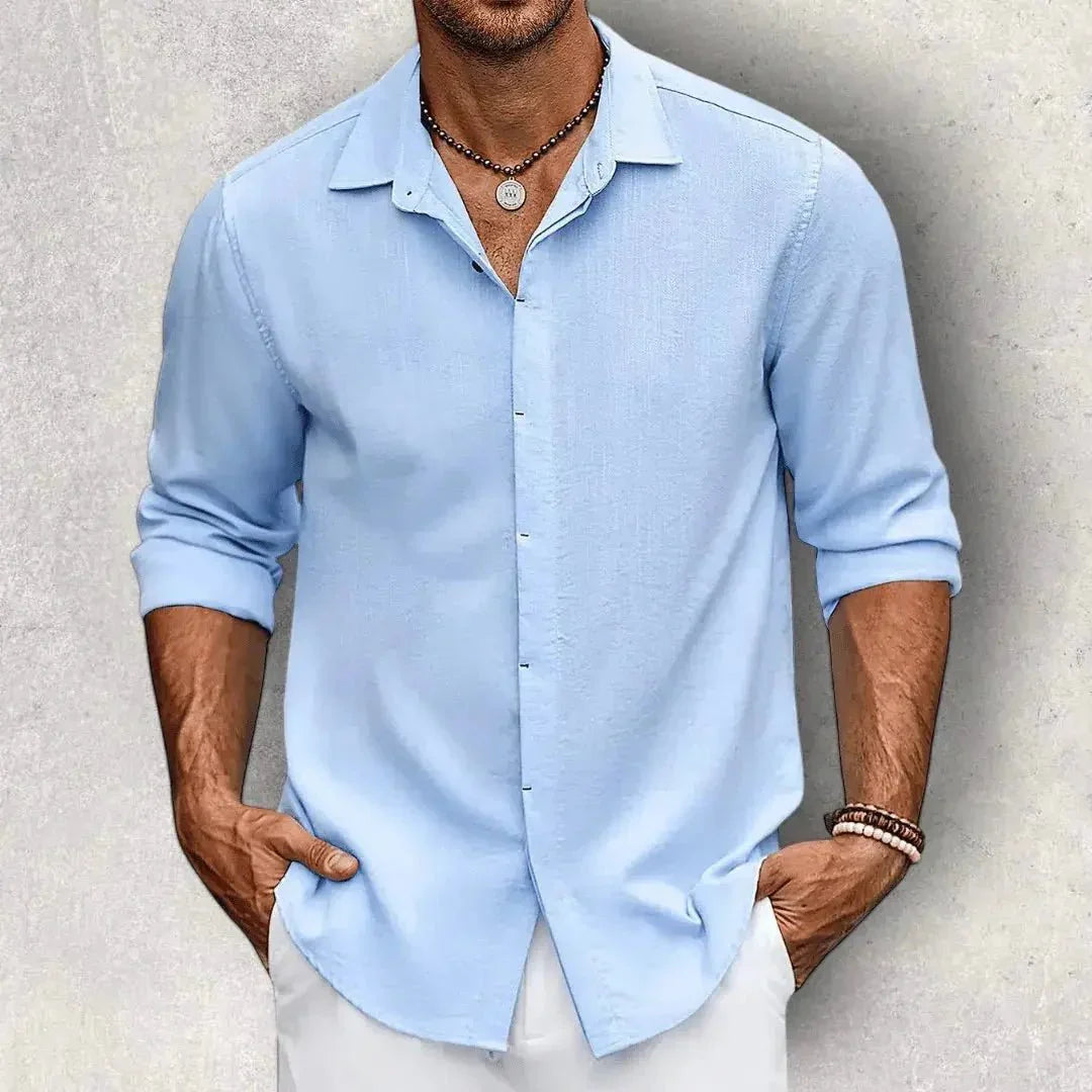 Camisa de lino para hombre — Ajuste slim, corte entallado y diseño estructurado