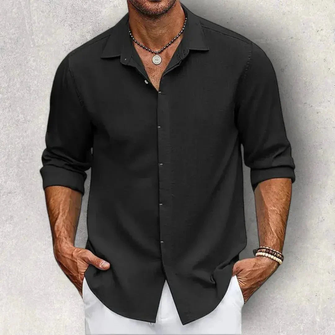 Camisa de lino para hombre — Ajuste slim, corte entallado y diseño estructurado