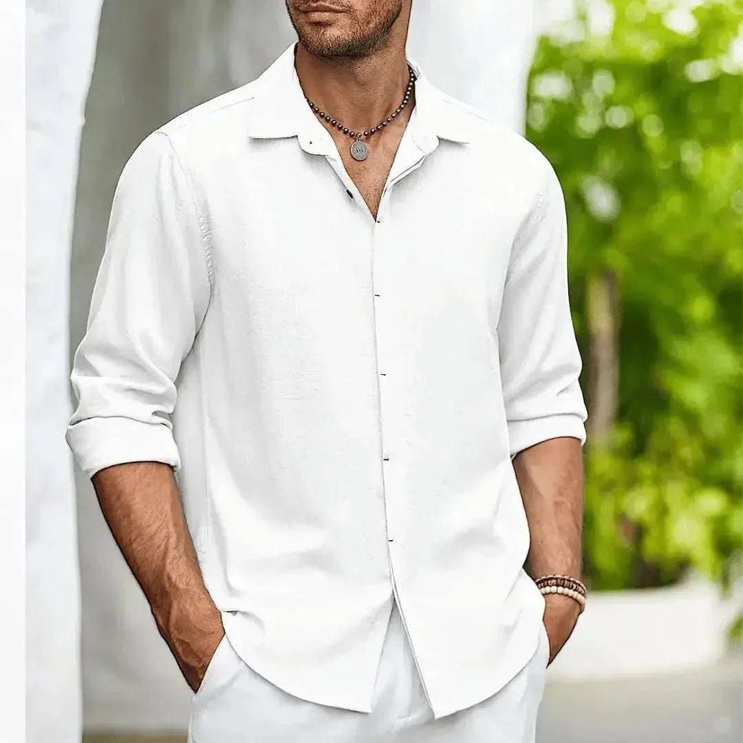 Camisa de lino para hombre — Ajuste slim, corte entallado y diseño estructurado