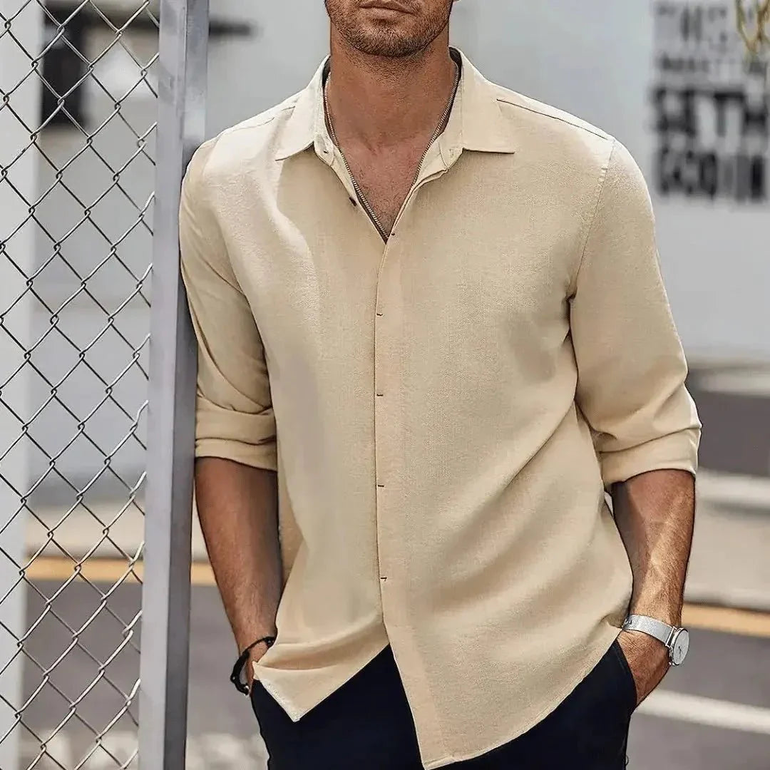 Camisa de lino para hombre — Ajuste slim, corte entallado y diseño estructurado
