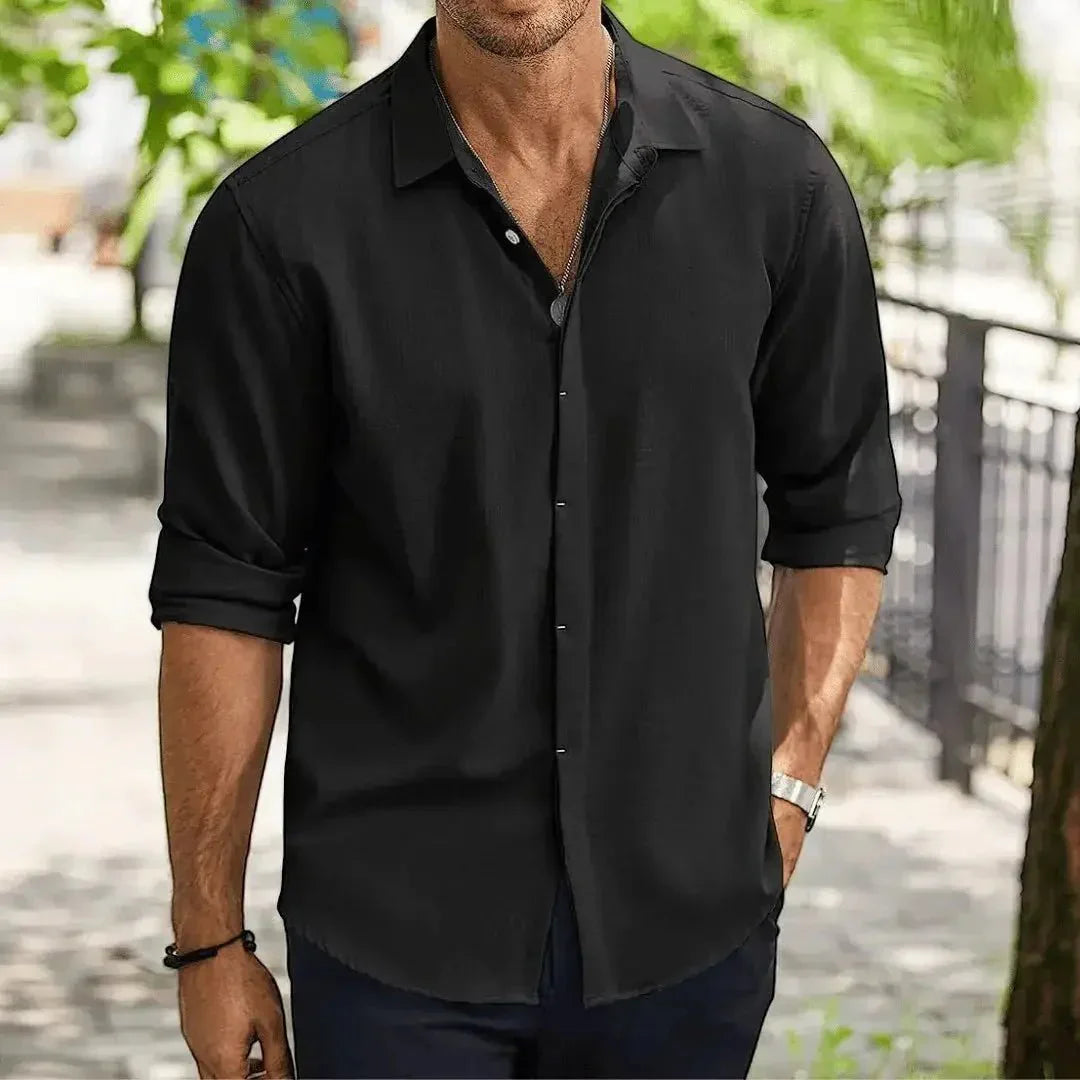 Camisa de lino para hombre — Ajuste slim, corte entallado y diseño estructurado
