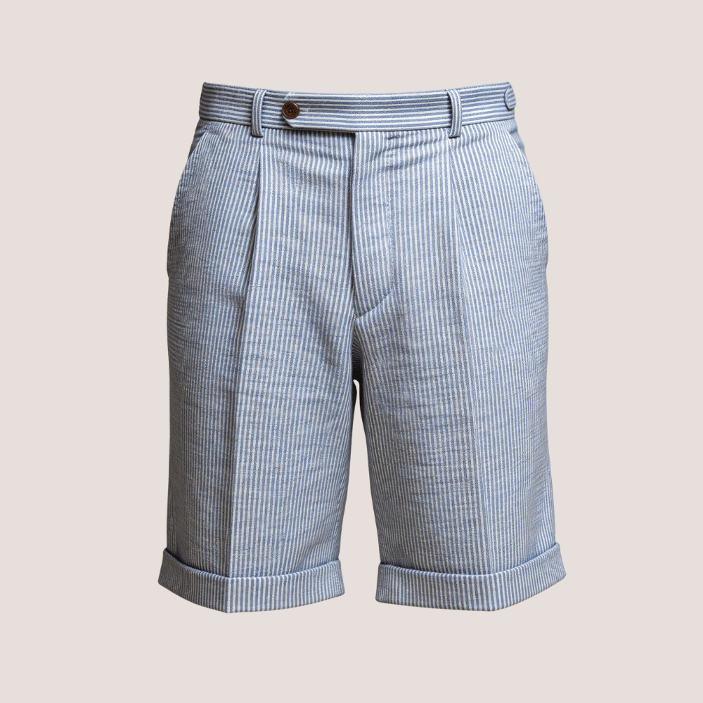 Shorts Homme en Lin - Taille Haute Plis Devant Fermeture Boutons