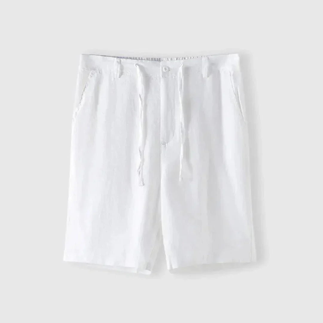 Leinen-Shorts Herren - Entspannte Passform Tunnelzugbund Knopfverschluss