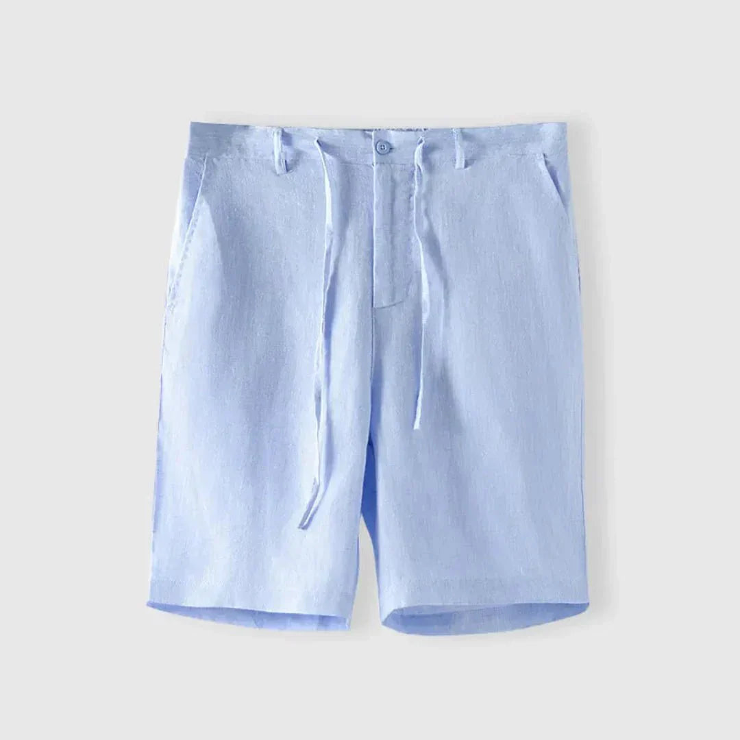 Leinen-Shorts Herren - Entspannte Passform Tunnelzugbund Knopfverschluss