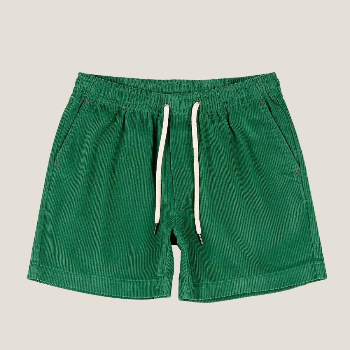 Pantalones cortos de lino para hombre — ajuste relajado largo medio cintura elástica
