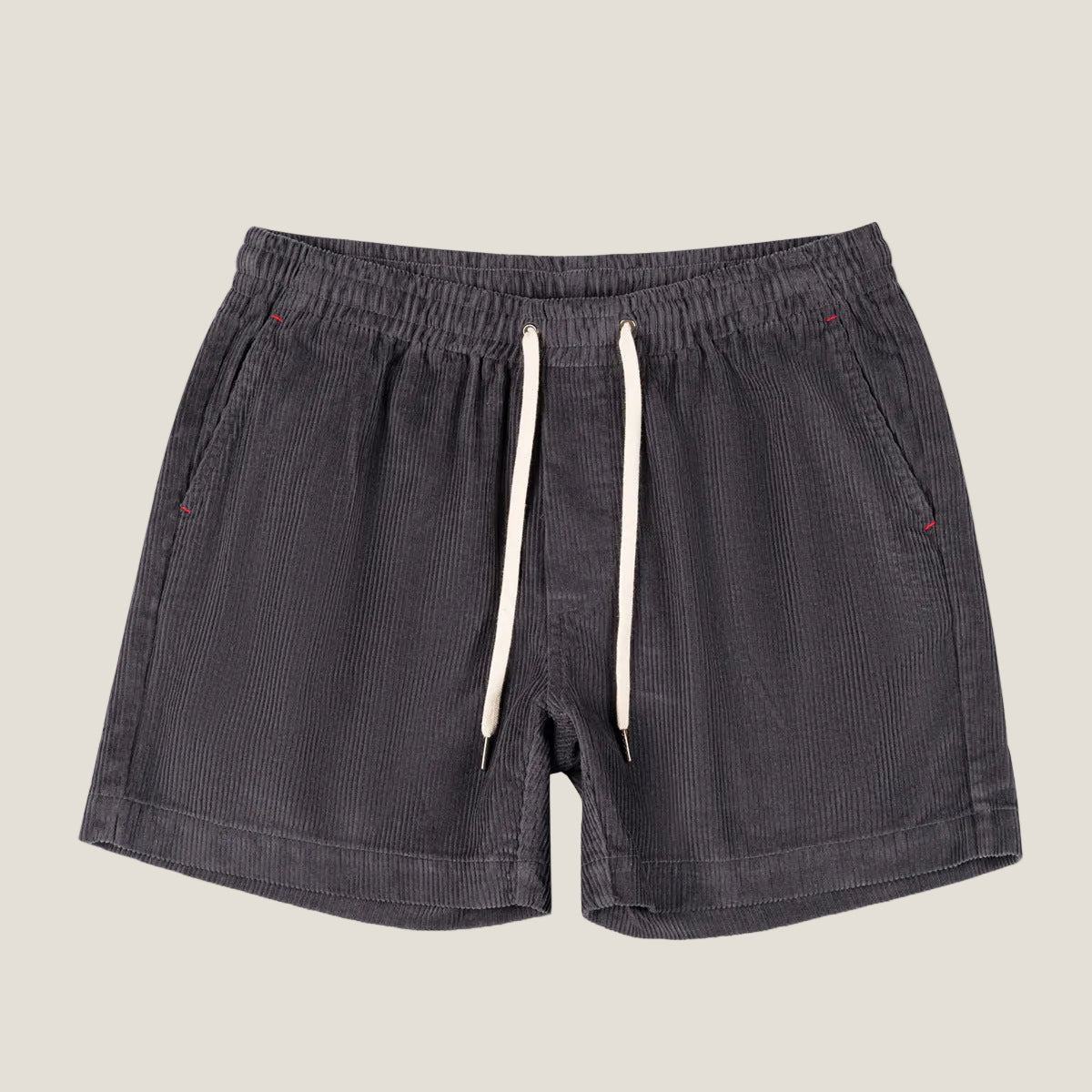 Pantalones cortos de lino para hombre — ajuste relajado largo medio cintura elástica