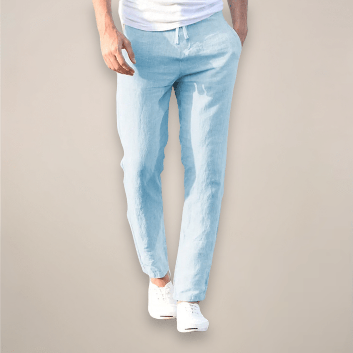 Pantalon lin homme — Coupe décontractée Longueur totale Taille élastique